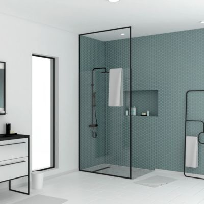 Paroi de douche à l'italienne extensible H.203/273 x l.120 cm, ép. 6 mm, profilé noir, Galedo