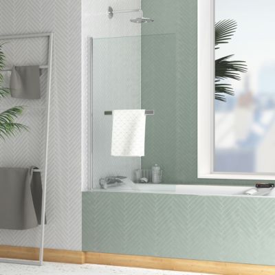 Pare-baignoire 120 x 70 cm chromé avec porte serviettes Essentiel Galedo