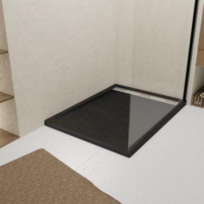 Receveur de douche à  poser noir en acrylique renforcé L.80 x l.120 cm  Galedo Pedra