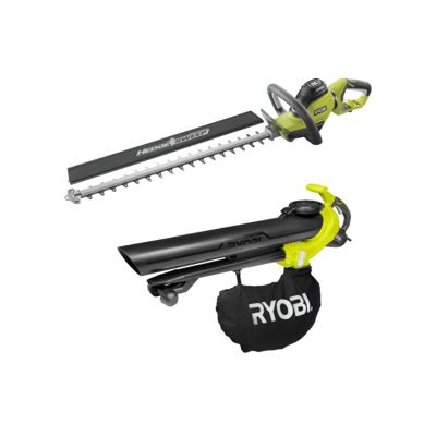 Ryobi Pack taille-haies électrique 600W RHT6160RS - Souffleur aspiro-broyeur électrique 3000W 3en1 RBV3000CESV Argent - vue 2