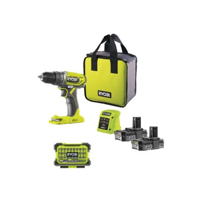 Pack RYOBI Perceuse Visseuse R18DD2 18V One Plus 2 batteries 2 0Ah 1 chargeur Coffret antichocs 31 accessoires de vissage RAK31MSD - vue 7