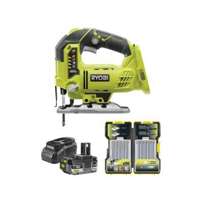 Pack scie sauteuse pendulaire RYOBI 18 V One+ R18JS Batterie 4.0Ah et chargeur Coffret 20 lames - vue 2