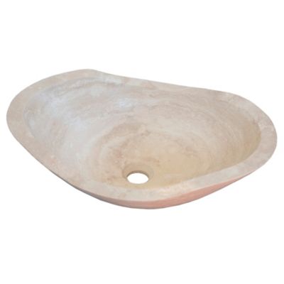 Vasque à  poser asymétrique en travertin l.53xH.15 cm  Casa Linéa Lydia