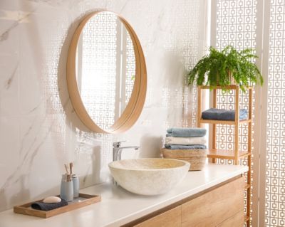 Vasque à  poser ronde travertin ivoire Casa linea Elodie