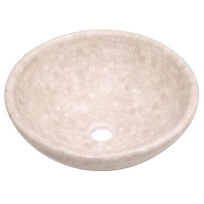 Vasque à  poser ronde en travertin l.40 6xH.15 cm  Casa Linéa Carmen