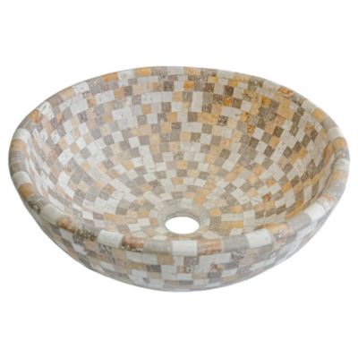 Vasque à  poser ronde en travertin l.40 6xH.15 cm  Casa Linéa Carmen Mix