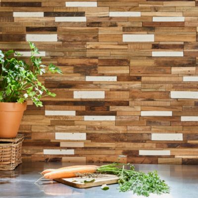 Plaquette de parement Penida bois et blanc (vendue au carton)