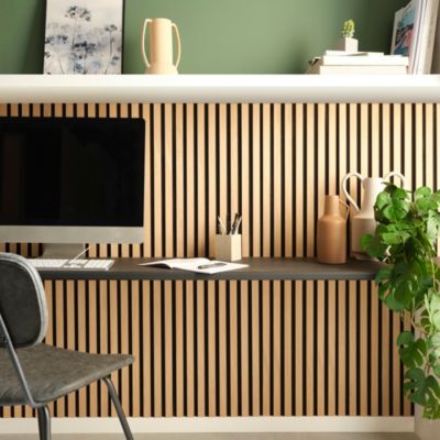 Tasseau décoratif lamelles en bois sur feutrine 30 x 60 cm (vendu à l'unité)