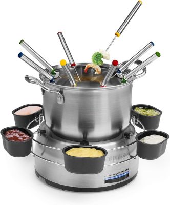 Fondue acier inoxydable 6 coupelles avec thermostat réglable