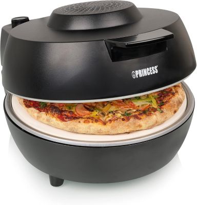 Four à pizza noir 1200 W avec pierre à cuire