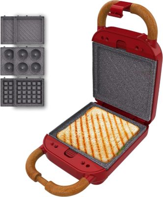 Cecotec Machine à sandwich 3-en-1 700W Rouge - vue 2