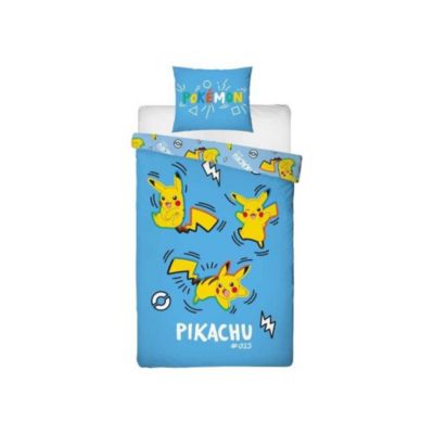 Parure de lit microfibre Pikachu Pokemon 140x200 + taie 63x63