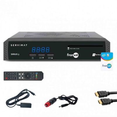 Servimat Pack Récepteur TV satellite HD + carte Fransat + Câble HDMI + Câble 12V + Déport IR - vue 2