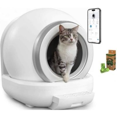 Litière automatique Nice Kitty BJ-PL01 65L Bluetooth blanche avec filtre charbon