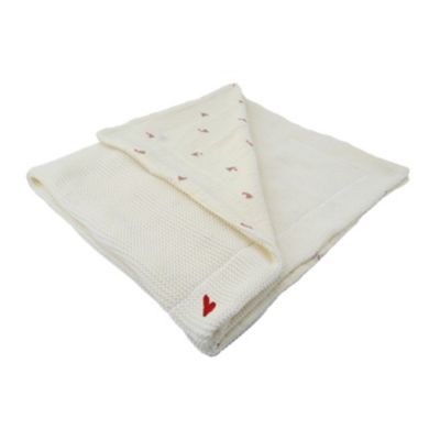 Couverture réversible Love pour bébé 75x100 cm Crème
