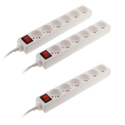 Lot de 3 blocs multiprise 6 prises 2P+T interrupteur Zenitech
