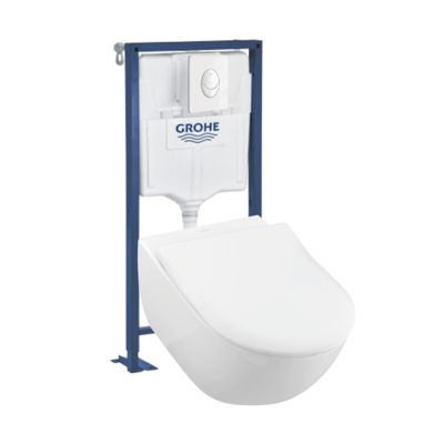 Pack WC suspendu sans bride VILLEROY ET BOCH Subway 2.0 + abattant + plaque + bâti Grohe