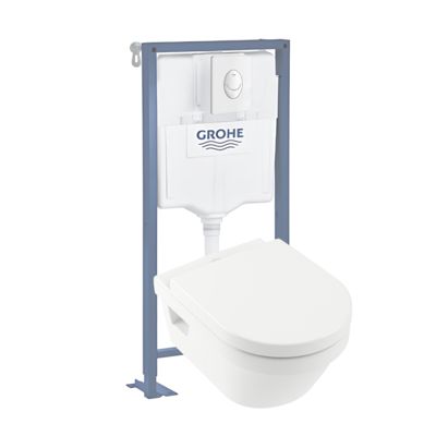 Pack WC suspendu sans bride VILLEROY ET BOCH Architectura + abattant + plaque + bâti Grohe