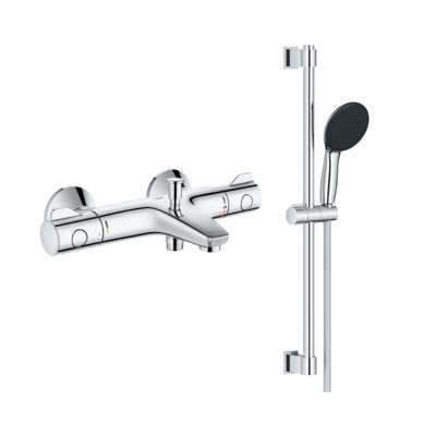 PACK Mitigeur thermostatique bain douche + pommeau de douche + Barre de douche + flexible GROHE Grotherm 800 et Tempesta