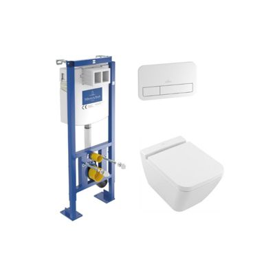Pack WC suspendu sans bride VILLEROY ET BOCH Finion + abattant + plaque + bâti