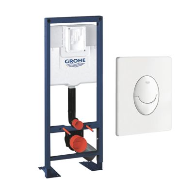Bâti-support WC autoportant GROHE Rapid SL largeur réduite avec plaque de commande Skate Air verticale blanc alpin