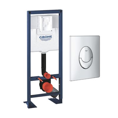 Bâti-support WC autoportant GROHE Rapid SL largeur réduite avec plaque de commande Skate Air verticale chromée