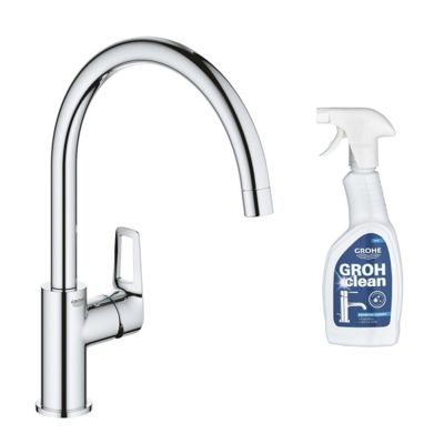 robinet mitigeur cuisine Bauloop bec haut + produit entretien - vue 2