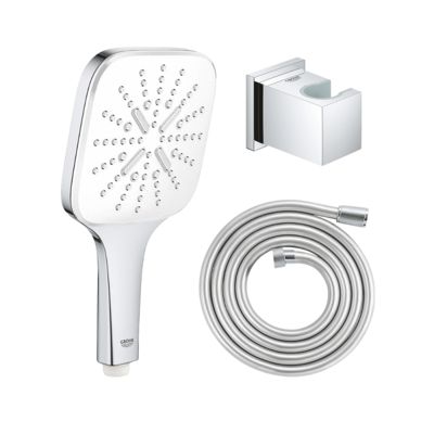 GROHE Douchette 3 jets Vitalio Smartactive chrome carré avec flexible 200 et support carré