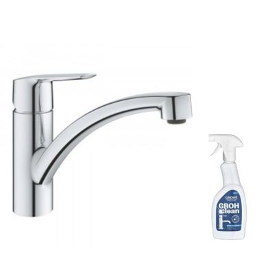 Robinet de cuisine monocommande bec bas GROHE Start 2021 + nettoyant GrohClean
