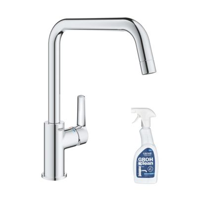 Robinet cuisine bec haut GROHE Start chromé avec nettoyant