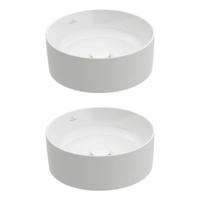Lot de deux vasques à poser rondes VILLEROY ET BOCH Collaro Stone CeramicPlus