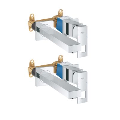 Lot de 2 mitigeurs lavabo mural GROHE Eurocube + corps encastré