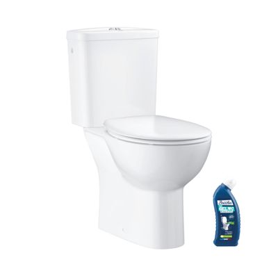 WC à poser sans bride Bau Ceramic Quickfix avec abattant frein de chute declipsable + nettoyant