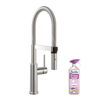 Robinet cuisine VILLEROY ET BOCH Steel expert 2.0 acier massif + nettoyant