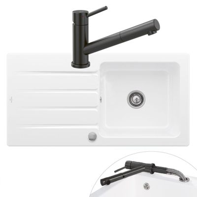 Evier 1 bac VILLEROY ET BOCH Architectura 60 vidage auto + Robinet de cuisine Como Shower Window