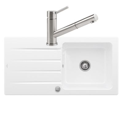 Evier de cuisine VILLEROY ET BOCH Architectura 60 Vidage auto + Robinet de cuisine Como Shower Acier Massif