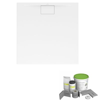 Pack receveur de douche antidérapant 90 x 80 VILLEROY ET BOCH Architectura Metalrim rectangle + Kit d'étanchéité WEDI