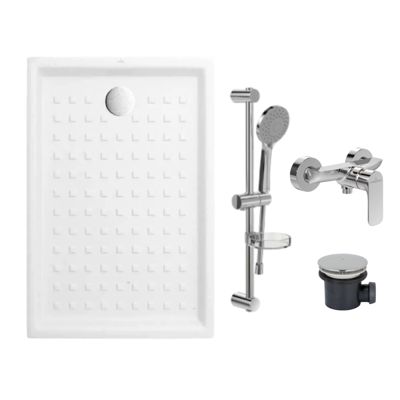 Pack receveur 100 x 80 VILLEROY ET BOCH O .Novo céramique rectangle avec bonde D90 et robinetterie - vue 2