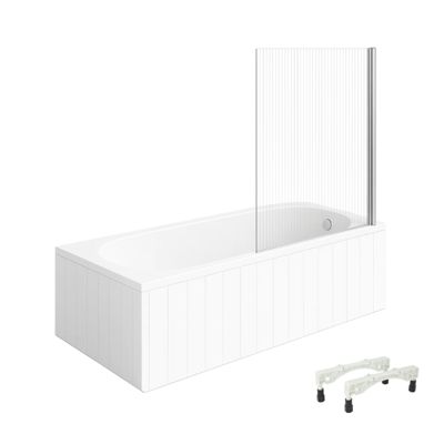 Baignoire droite avec pieds 160 x 70 cm VILLEROY & BOCH O.Novo + Pare bain droite AURYS Raywall chromé - vue 2