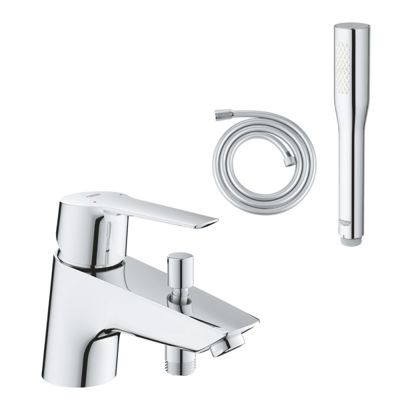 Pack mitigeur mécanique bain douche GROHE GROHE Start Quickfix + Douchette 1 jet Vitalio Get Stick et flexible