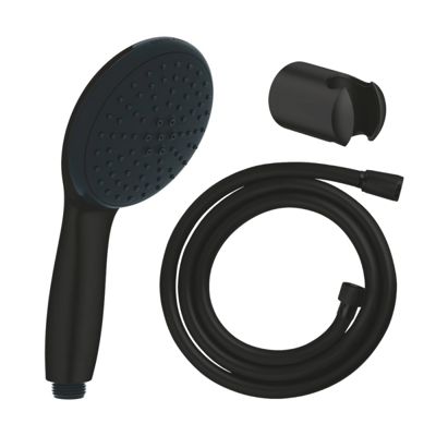 Pack douchette 2 jets GROHE Vitalio Start 110 + Flexible de douche VitalioFlex Trend 1750 mm et support noir mat