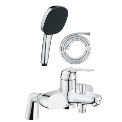 Pack mitigeur bain douche mécanique GROHE Swift + douchette carré  2 jets + flexible