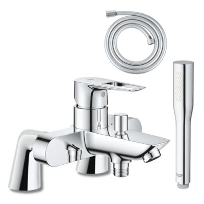 Mitigeur mécanique GROHE Start Loop avec colonnettes + Douchette 1 jet Vitalio Get Stick + Flexible 1750 mm