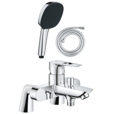 Pack mitigeur bain douche mécanique GROHE Start Loop + douchette carré 2 jets + flexible - vue 2