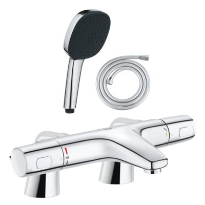 Pack mitigeur bain douche thermostatique GROHE Precision Trend + douchette carré 2 jets + flexible