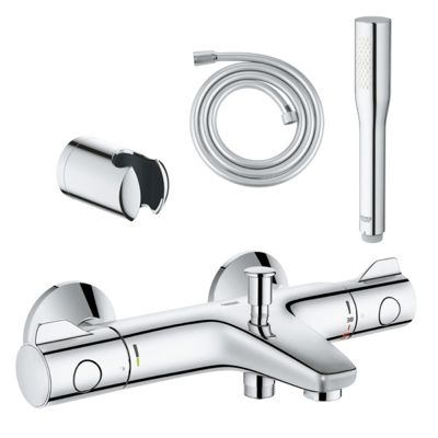 Pack mitigeur thermostatique GROHE Grohtherm 800  + Douchette Get Stick + Flexible1750 mm et support