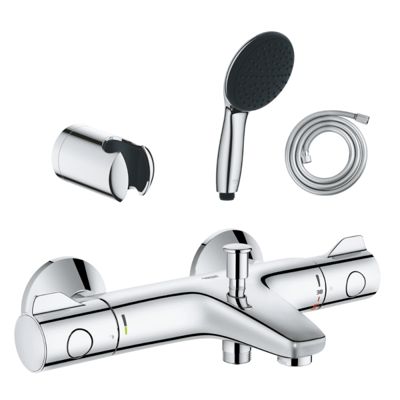 Pack mitigeur thermostatique GROHE Grotherm 800 + Douchette 2 jets GROHE Vitalio Start 110 + Flexible1750 mm et support