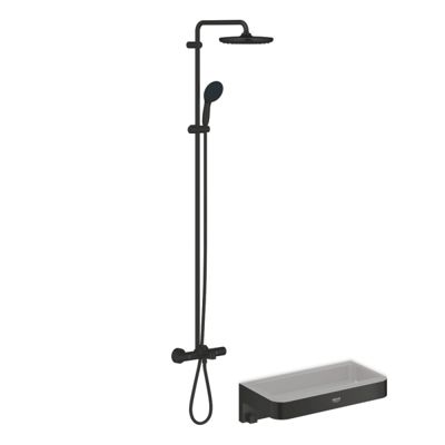 Colonne bain douche thermostatique GROHE Vitalio Start System noir mat + Panier douche Start Cube