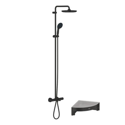 Colonne de douche thermostatique GROHE Vitalio Start System + Tablette de douche dangle Start Cube
