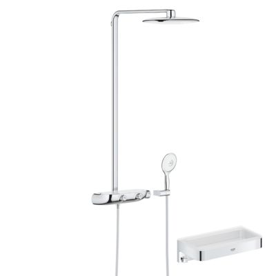 Colonne de douche thermostatique GROHE Rainshower System SmartControl Mono 360 Blanc/chromé + Panier douche Start Cube